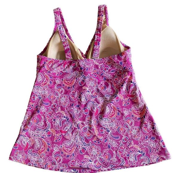 L.L. Bean Pink Paisley Tankini Top size 10 - Picture 2 of 7